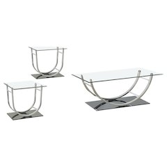 Danville 3-piece Glass Top Coffee and End Table Set Chrome