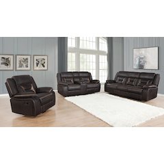 Greer 3-piece Upholstered Reclining Sofa Set Brown