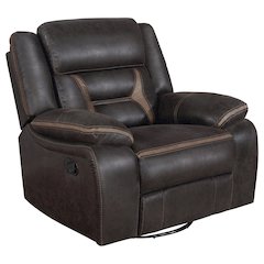 Greer Upholstered Swivel Glider Recliner Chair Brown