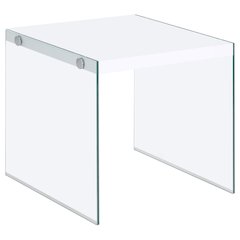 Opal Square Glass Frame Side End Table White High Gloss