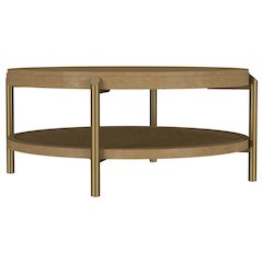 Arini Round Coffee Table With Storage Shelf Sand Wash