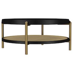 Arini Round Coffee Table With Storage Shelf Black