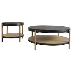 Arini 2-piece Round Coffee and End Table Set Black