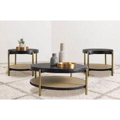Arini 3-piece Round Coffee and End Table Set Black