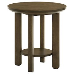 Ottowa Round Wood Side End Table with Shelf Brown