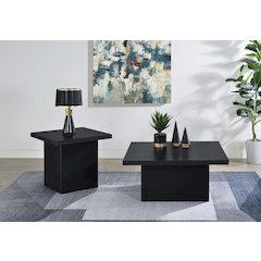 Devar 3-piece Square Cocktail Coffee End Table Set Black