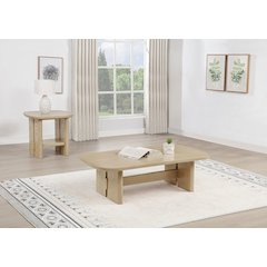 Kailani 2-piece Coastal Coffee and End Table Set Beige Oak