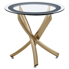Brooke Round Glass Top Side End Table Metal Base Brass