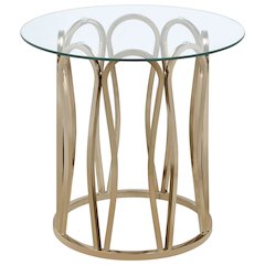 Monett Round Glass Top Side End Table Chocolate Chrome