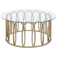 Monett Round Glass Top Coffee Table Chocolate Chrome