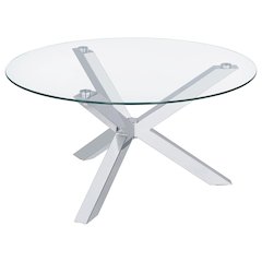 Kenzie Round Tempered Glass Top Cocktail Coffee Table Chrome