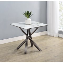 Carvell Square Sintered Stone End Side Table Mirage White