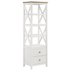 Hollis 4-shelf Wood Media Tower with Drawers Brown and White