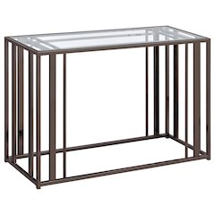 Adri Glass Top Entryway Sofa Console Table Black Nickel