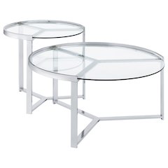Delia 2-Piece Round Glass Top Nesting Coffee Table Chrome