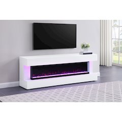 Vallerie 71" TV Stand with Visual Flame Box White