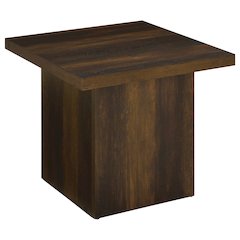Devar Square Engineered Wood Side End Table Dark Pine