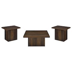 Devar 3-piece Square Coffee and End Table Set Dark Pine