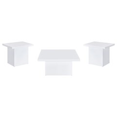 Devar 3-piece Square Coffee End Table Set White High Gloss
