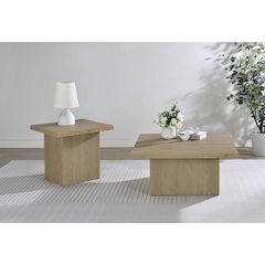 Devar 3-piece Square Cocktail Coffee End Table Set Latte