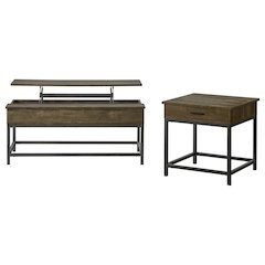 Byers 2-piece Lift Top Coffee and End Table Set Brown Oak