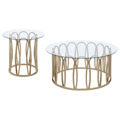 Monett 2-piece Coffee and End Table Set Chocolate Chrome