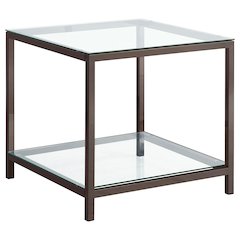 Trini 1-shelf Glass Top Side End Table Black Nickel