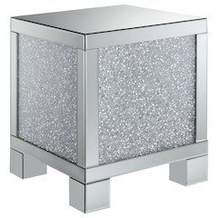Gillian Rectangular Mirrored Acrylic Side End Table Silver