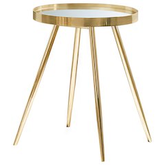 Kaelyn Round Mirror Top End Table Gold