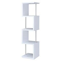 Modern Geometric Bookshelf – Sleek White Bookcase with Four Shelves