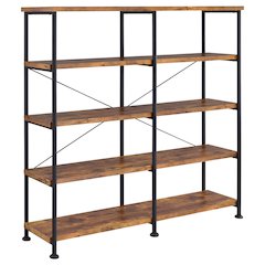 Analiese 63-inch 4-shelf Double Bookshelf Rustic Nutmeg