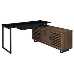 Maddox 60-inch L-Shape Office Computer Desk Black and Walnut