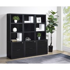 Westpark 3-piece Wall Unit Bookcase Set with USB Black
