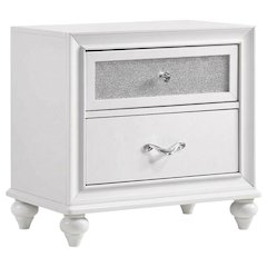 White Modern Nightstand with Chrome Finish, Sleek Design and Durable Build