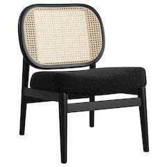 Rayo Rattan Cane Back Accent Chair with Padded Seat Black