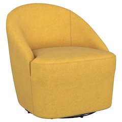 Leon Upholstered Barrel Accent Swivel Chair Mustard Yellow