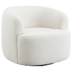 Hudson Faux Sheepskin Upholstered Swivel Chair Natural