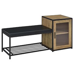 Martino Shoe Storage Entryway Bench with Cabinet Mango and Black