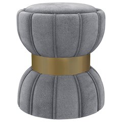 Sora Round Upholstered Ottoman Grey