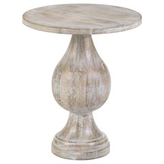 Dianella Round Pedestal Base Accent Side Table White Washed