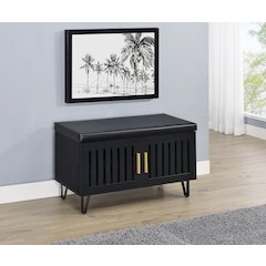 Addie 2-door Padded Entryway Shoe Storage Bench Black