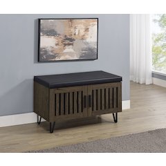 Addie 2-door Padded Entryway Shoe Storage Bench Smoked Oak