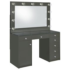 Acena 7-drawer Vanity Set with Lighting Grey High Gloss