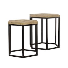 Adger 2-piece Hexagonal Nesting Tables Natural and Black