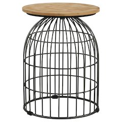 Bernardo Round Wire Frame Side Table Natural and Gunmetal