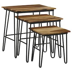 Nayeli 3-piece Solid Sheesham Wood Nesting Tables Natural
