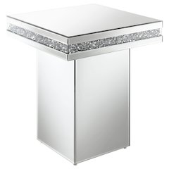Elora Square Mirrored Accent Side Table Silver