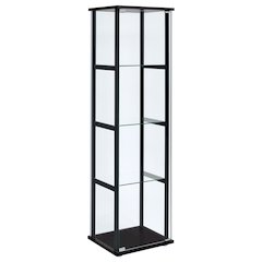 Cyclamen 4-shelf Clear Glass Curio Display Cabinet Black