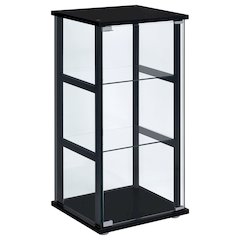 Cyclamen 3-shelf Clear Glass Curio Display Cabinet Black