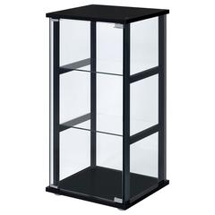 Stylish Black Glass Curio Cabinet with Three Shelves for Displaying Treasures